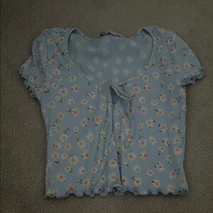 SO Light Blue Floral Crop Top